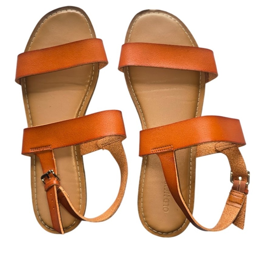 Old Navy Double Strap Sandals Womens 9 Ember Orange Minimalist Boho Summer Flat